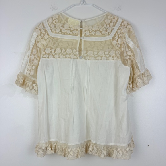 Maeve Anthropologie Ivory Lace Boho Blouse Romantic Cottagecore Feminine - Picture 6 of 11